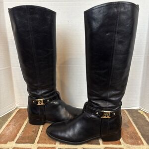 Tory Burch Bristol Black Leather Tall Riding Equestrian Style Boots Size 8.5 M